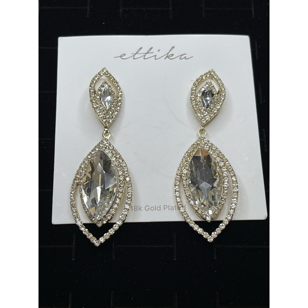 Ettika Timeless Crystal Dangle Earrings in 18K Gold Plated